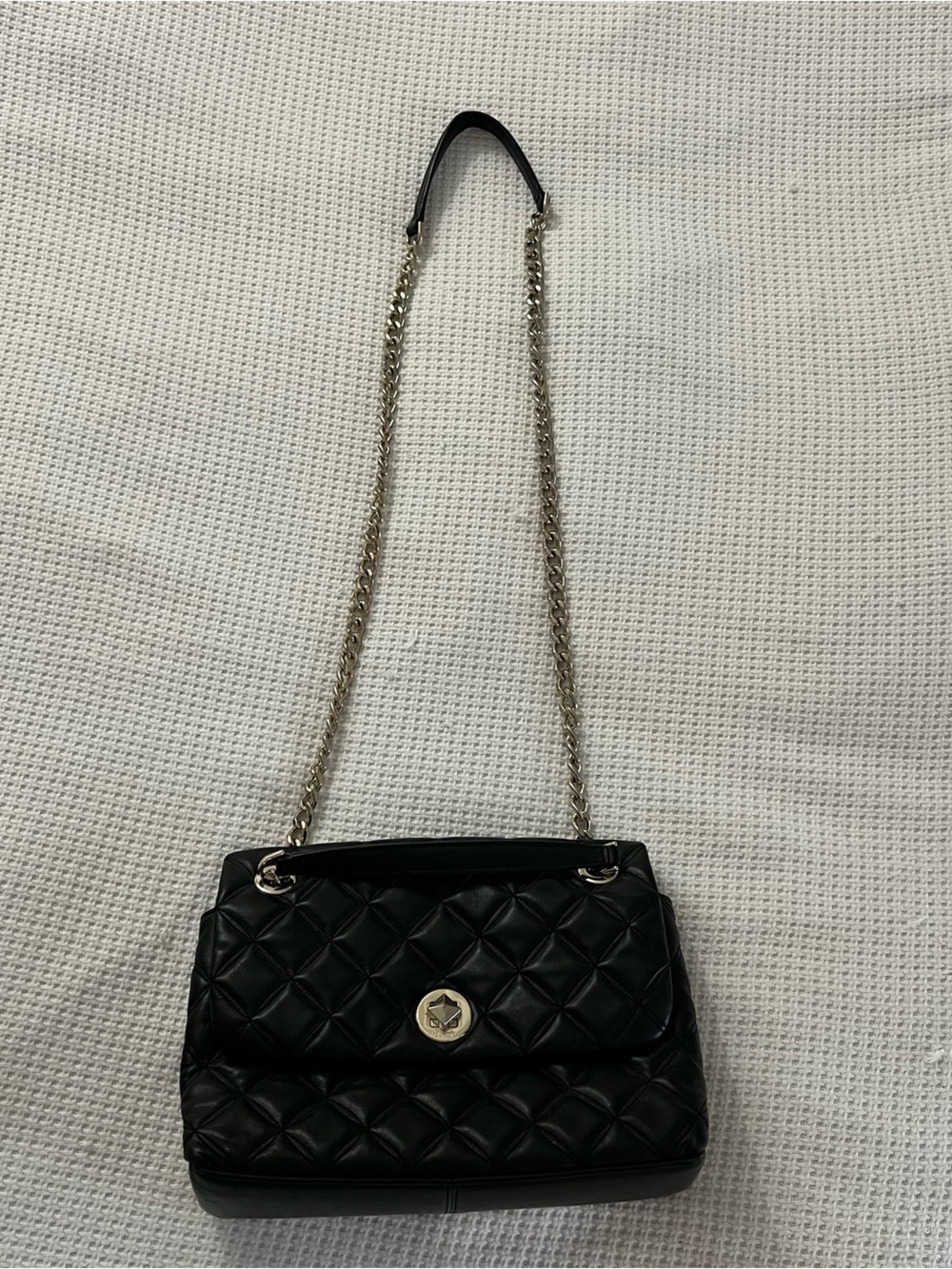 Kate Spade- Quilted Black Shoulder Bag with Chain Strap